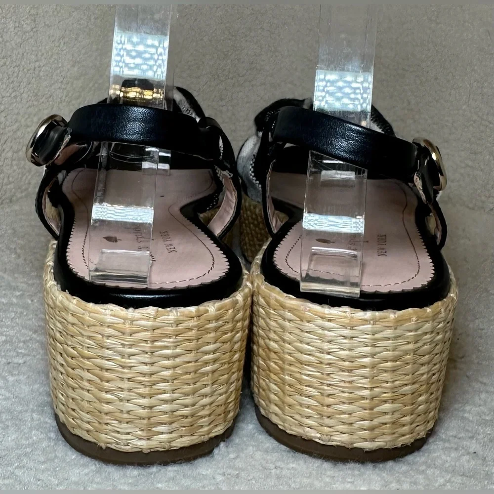 Kate Spade Betsy platform flat sandal black white gingham preppy espadrille cute